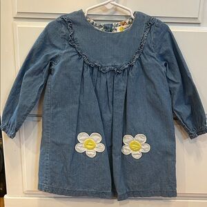 Baby Boden Denim Dress with Floral Lining